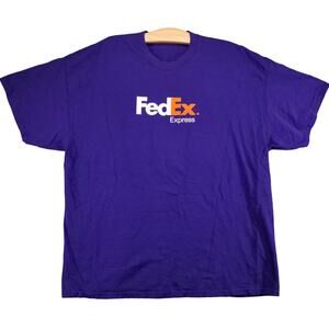 FedEx Express T Shirt Mens Size XL Purple Double Sided Graphic Airplane